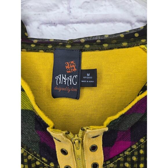 Vintage Anac by Kimi Y2K patchwork wool floral polka dot full zip hoodie Medium. - Picture 7 of 7